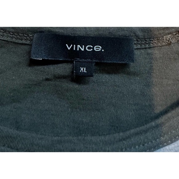 Men XL Vince Double Layer Baseball Crew Long Slv Shirt Top Pima Cotton Gray - Picture 6 of 6